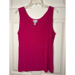 Chicos Travelers 3 Tank Top Womens XL Hot Pink Slinky Sleeveless Stretch Ladies